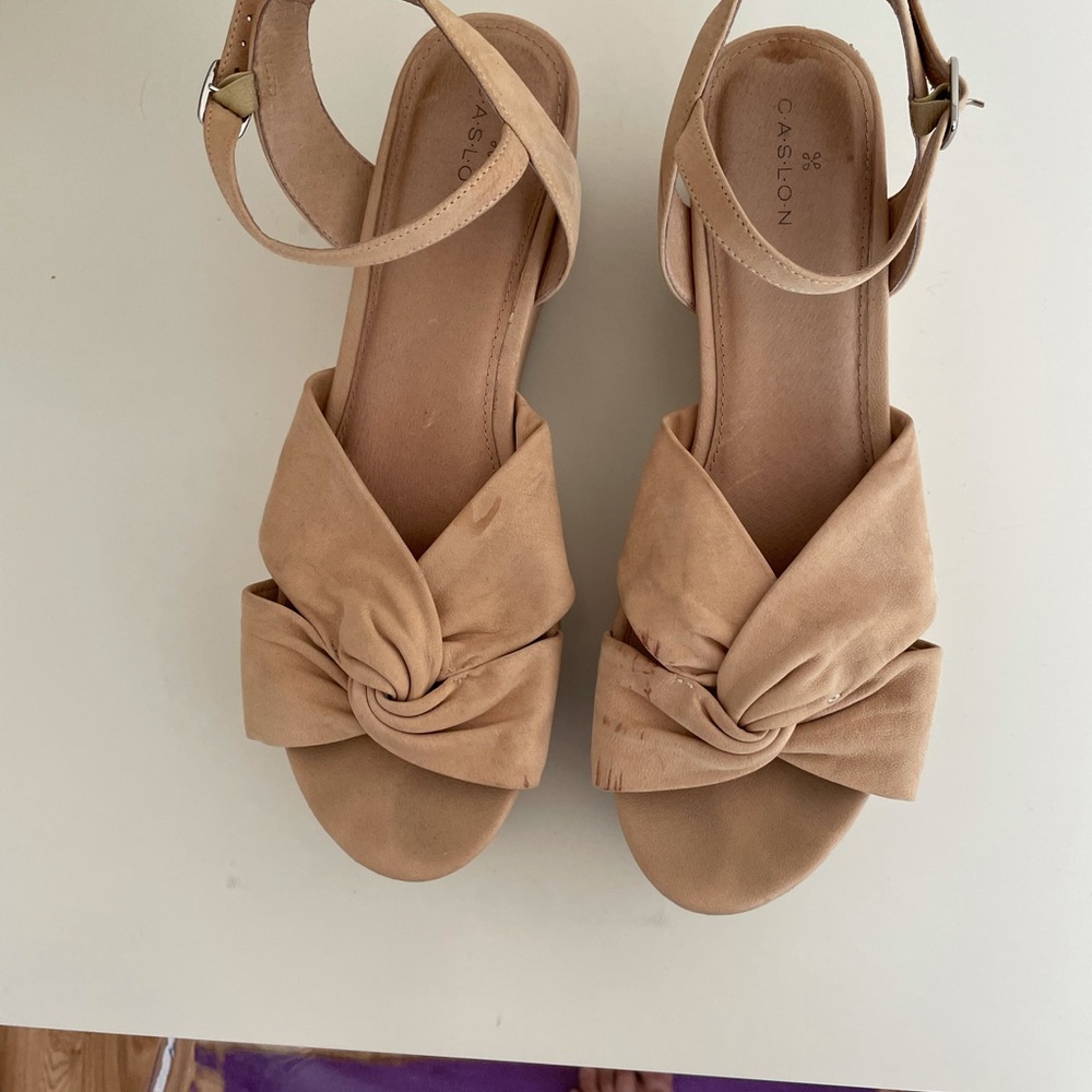 Tan Suede Platform Sandals
